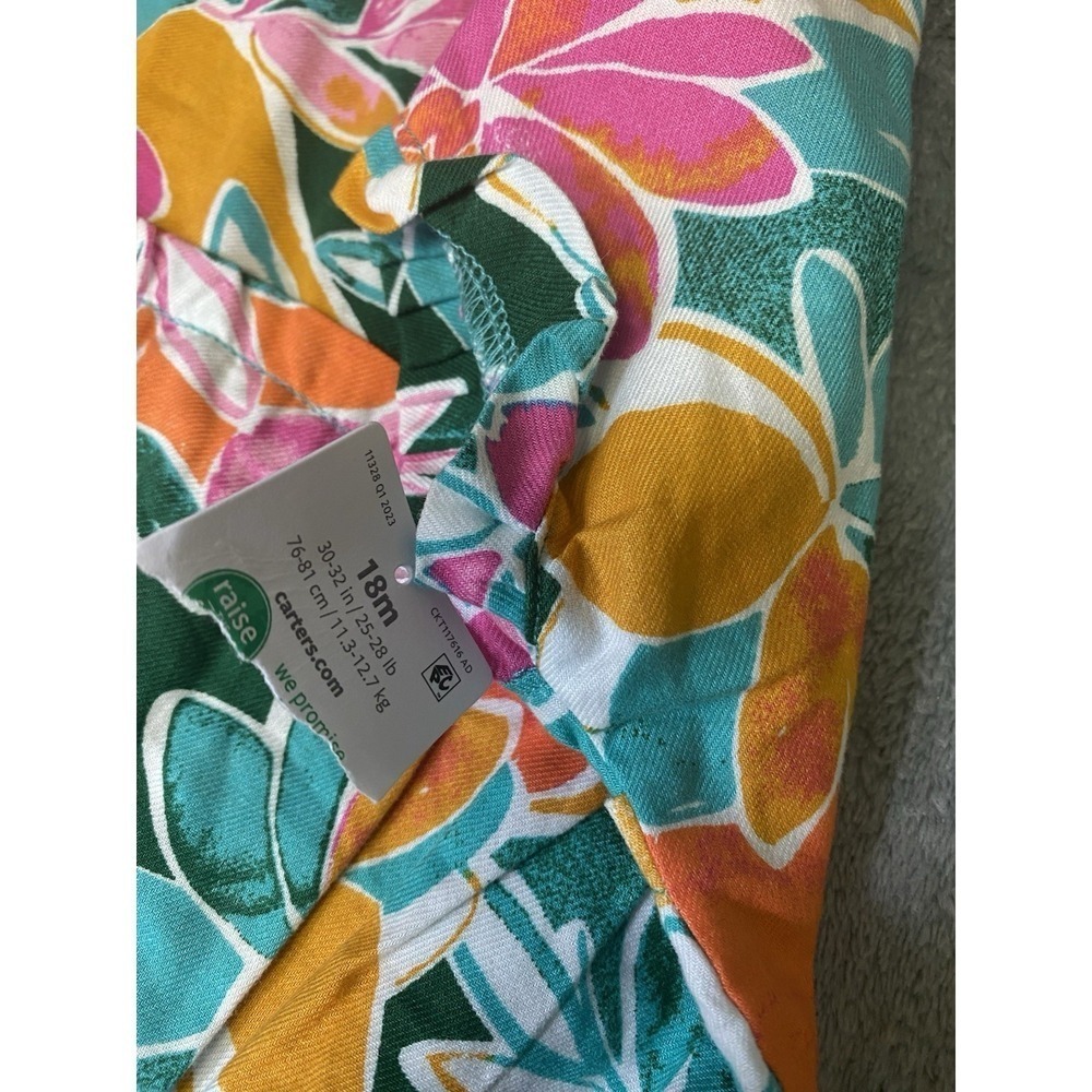 Carter's Tropical Jersey Romper For Summer Baby Girl Size 18 Months - Picture 8 of 9